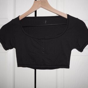 Skims Women's Black and Grey Crop-top